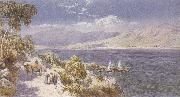 Charles rowbotham Lake como with Bellagio in the Distance (mk37) oil painting on canvas